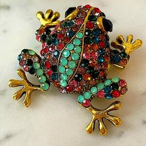 Colorful Unisex Rhinestone Frog Brooch and Pendant